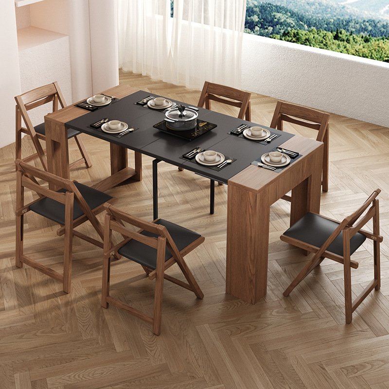 Apartment Furniture Dinning Tables Multi-functional Extendable Tables Folding Wood Dining Table Space Saving Modern Wooden