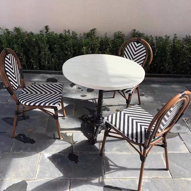 Wholesale outdoor tables and chairs cafe dining bar garden retro rattan dining table and chair set