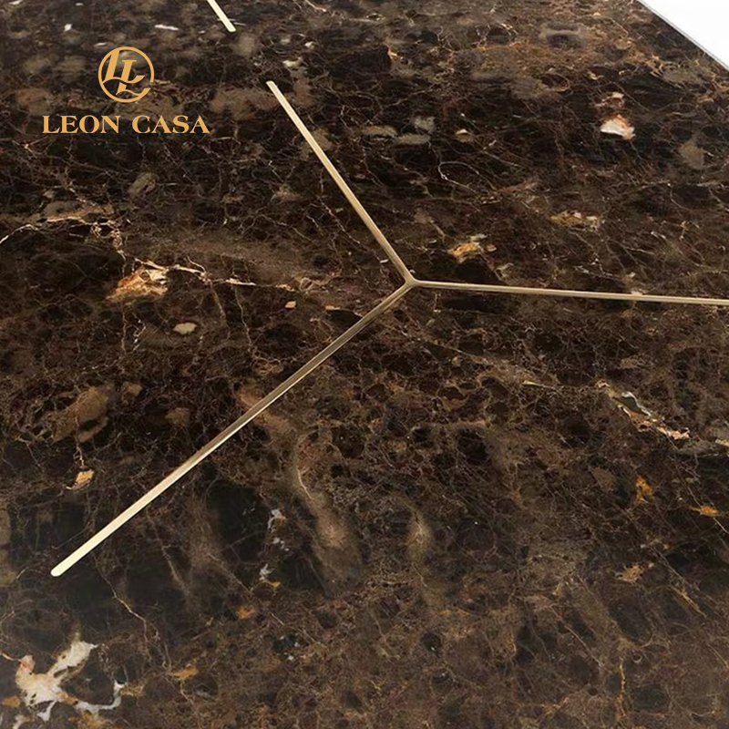 Hot Selling Luxury Villa Furniture 8 Seater Stainless Steel Dining Table Set Gold Dining Table