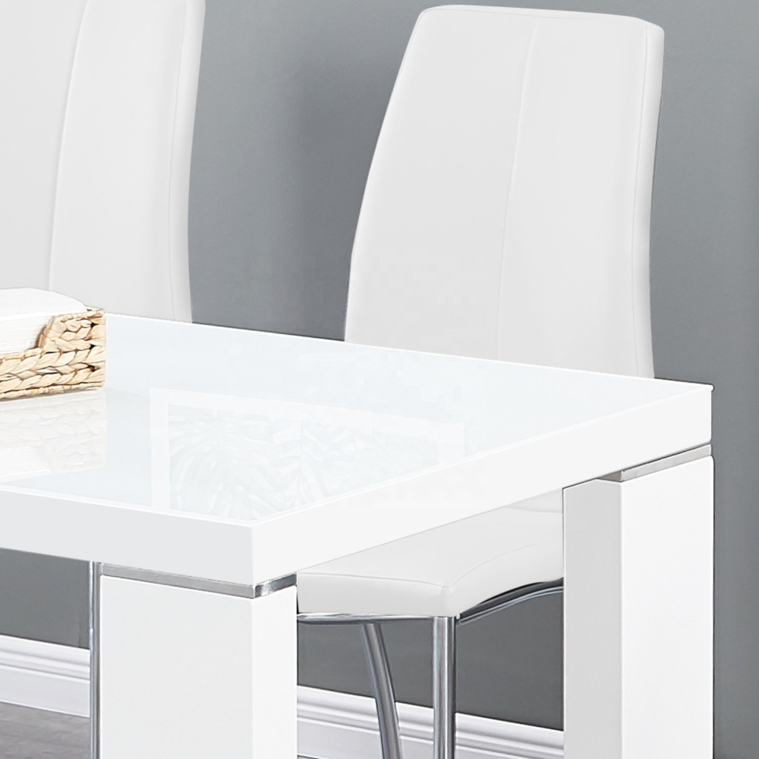 Modern Total White MDF Dining Table Set with 4/6/8 Seats Dining Chairs