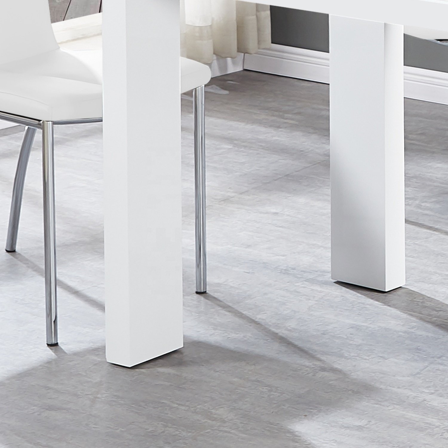 Modern Total White MDF Dining Table Set with 4/6/8 Seats Dining Chairs