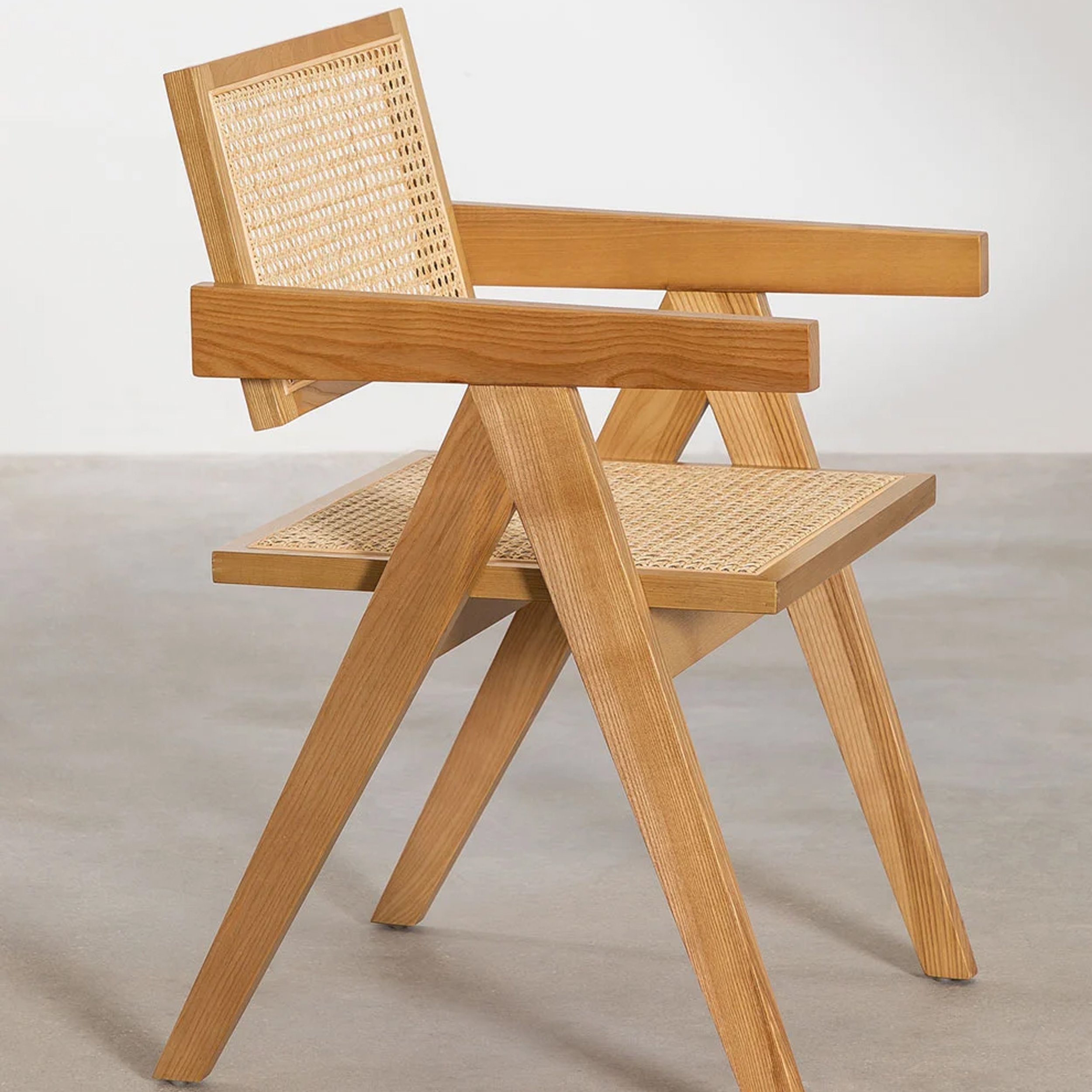 Teak Wood With Rattan Dining Table Set With 4 Chairs Solid - Nona
