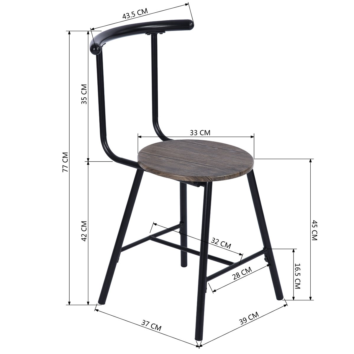 Industrial Style Dining Table Set 2 Seater and Wooden Round Table and Chair Set for Kitchen and Dining Room Home Furniture