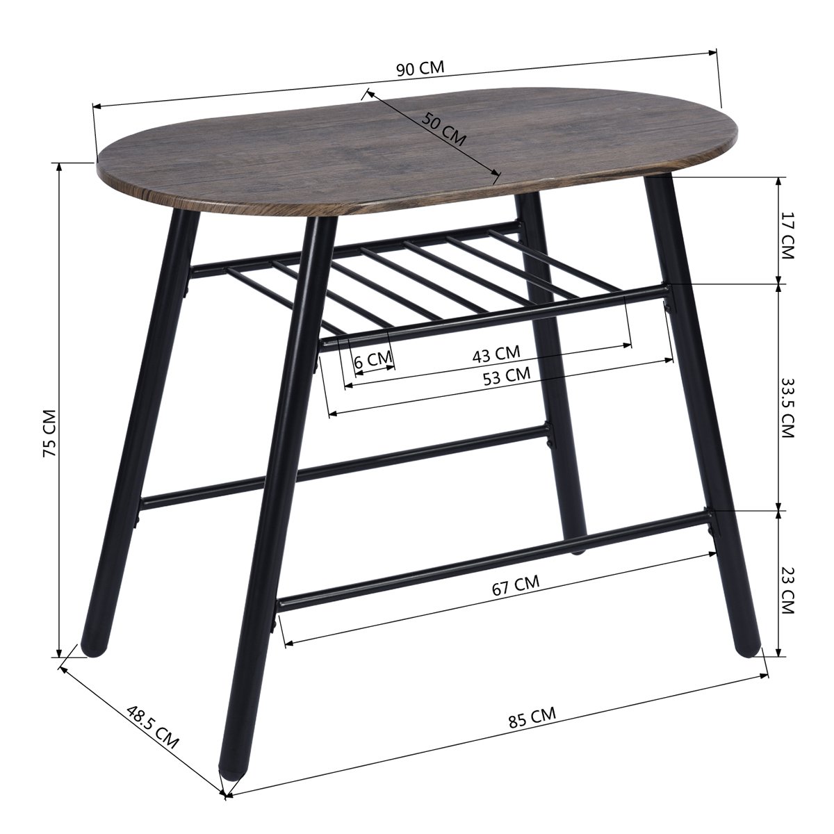 Industrial Style Dining Table Set 2 Seater and Wooden Round Table and Chair Set for Kitchen and Dining Room Home Furniture