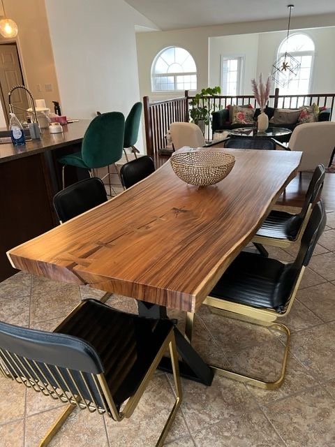 Cheap Unique Design Natural Shape Table Top Oak Walnut Solid Wood Live Edge Dining Table Wood Slab