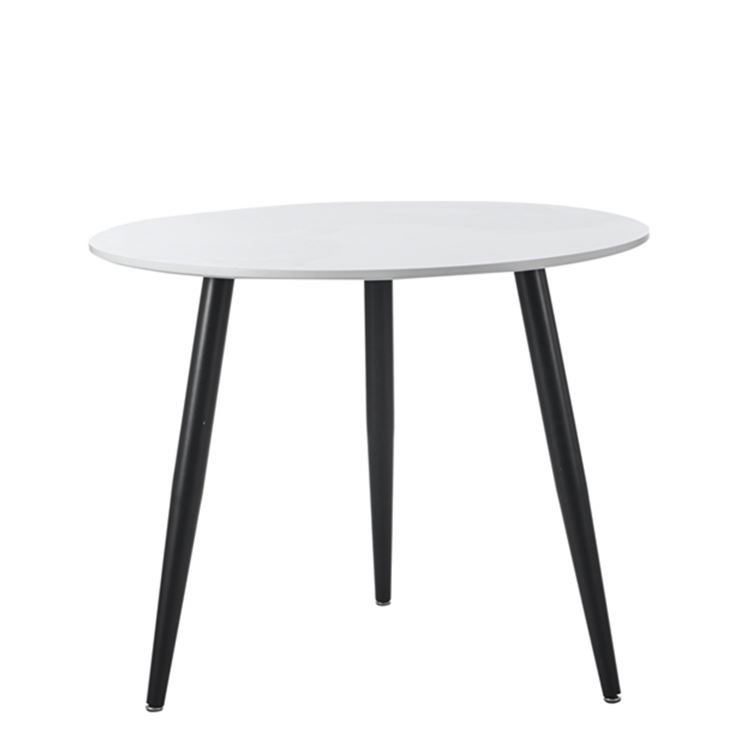 Free Sample Top Glass White Table Round Hot Sale Sample Stable Pedestal Modern Metal Furniture Dining Table With Metal Legs