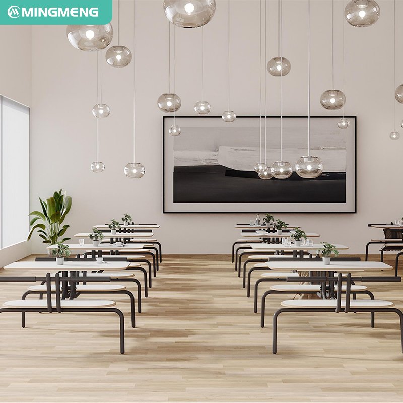 Wholesale Cafeteria Dining Table and Chairs School Company Restaurant Dining Hall Matel Dining Table and Chairs