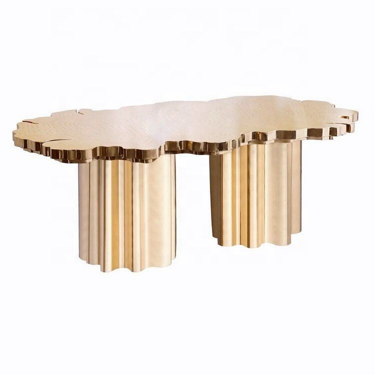 Boca Do Lobo Custom Modern Stainless Steel Gold Tree Stump Dining Table Set Irregular Metal Furniture for Villa Dining Room