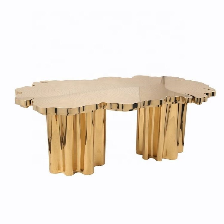 Boca Do Lobo Custom Modern Stainless Steel Gold Tree Stump Dining Table Set Irregular Metal Furniture for Villa Dining Room