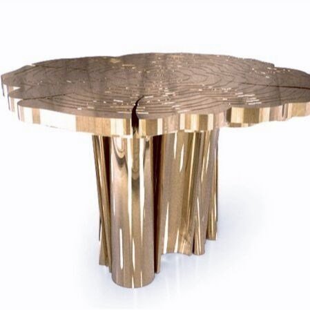 Boca Do Lobo Custom Modern Stainless Steel Gold Tree Stump Dining Table Set Irregular Metal Furniture for Villa Dining Room