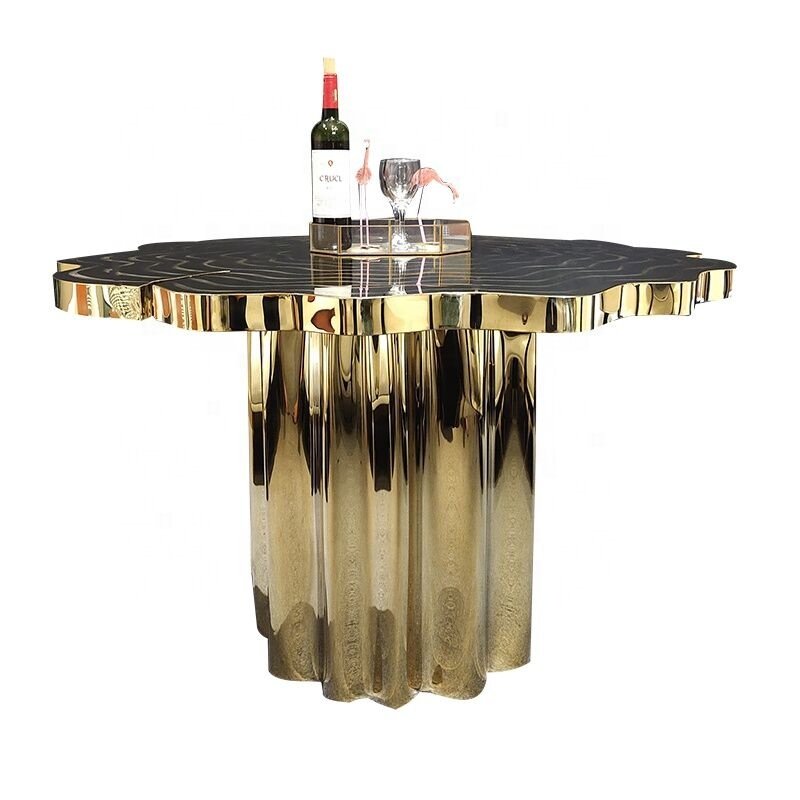 Boca Do Lobo Custom Modern Stainless Steel Gold Tree Stump Dining Table Set Irregular Metal Furniture for Villa Dining Room
