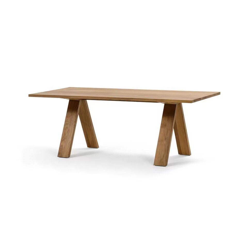 Mid-century modern pure solid wood dining table with chairs, studio long table, wabi-sabi style log dining table and workbench