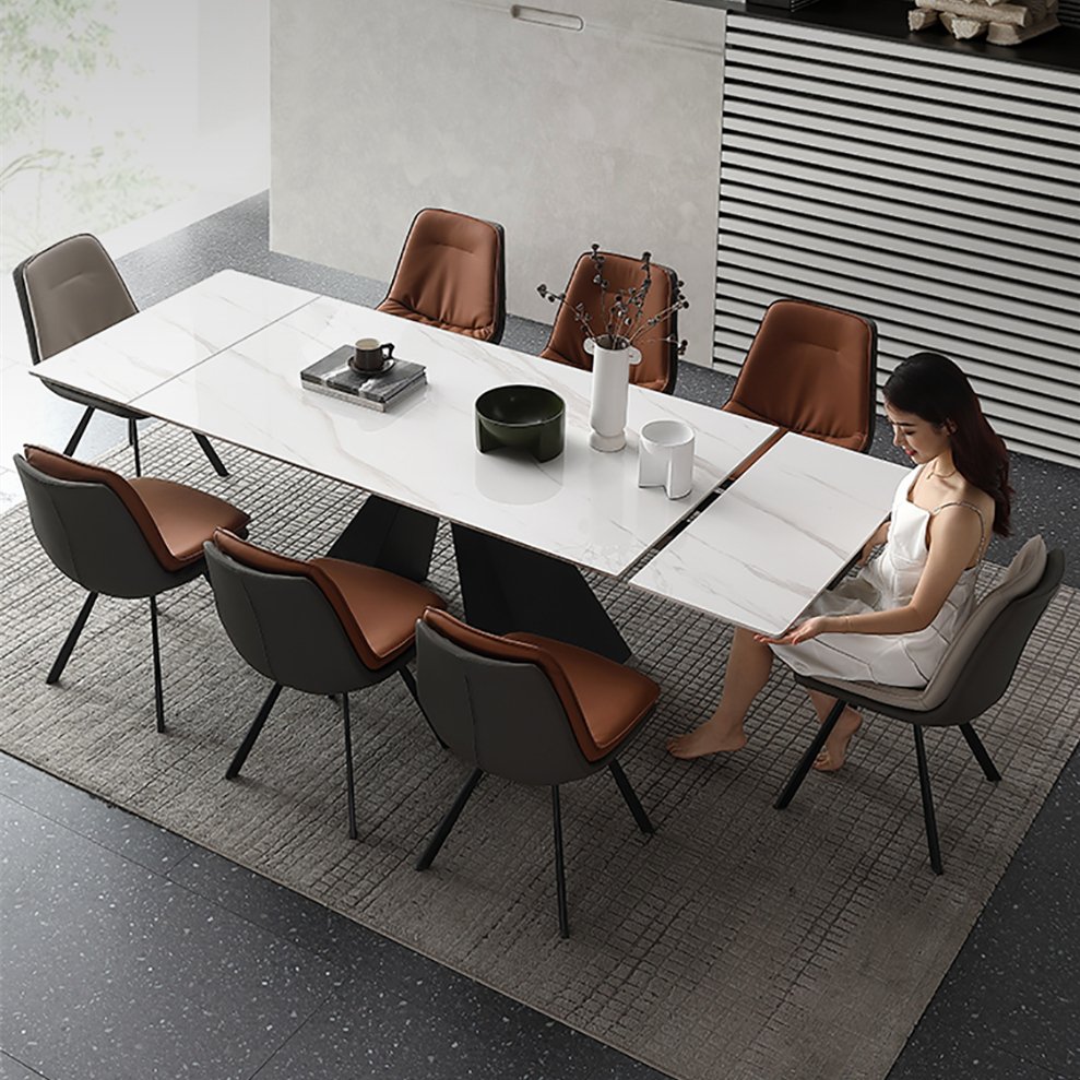 2022 best selling elegant style ceramic dining tables extendable expandable dinning tables 6 chairs furniture dining