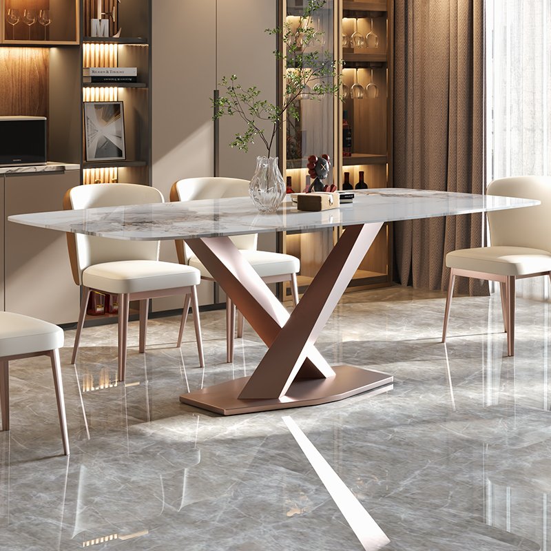 Foshan Factory Furniture Dining Table For 6 8 Chairs Sintered Stone Top Dining Table and Chairs Set In Dining Room recycled pine