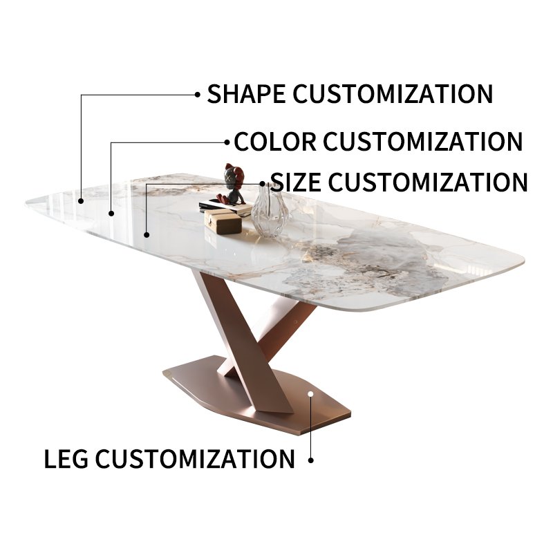 Foshan Factory Furniture Dining Table For 6 8 Chairs Sintered Stone Top Dining Table and Chairs Set In Dining Room recycled pine