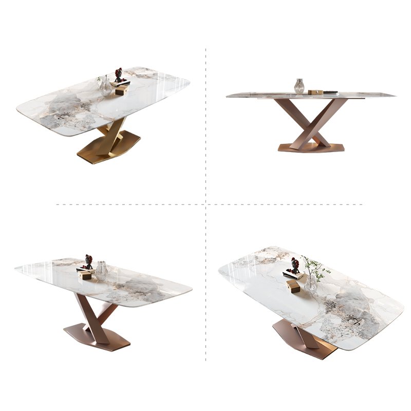 Foshan Factory Furniture Dining Table For 6 8 Chairs Sintered Stone Top Dining Table and Chairs Set In Dining Room recycled pine