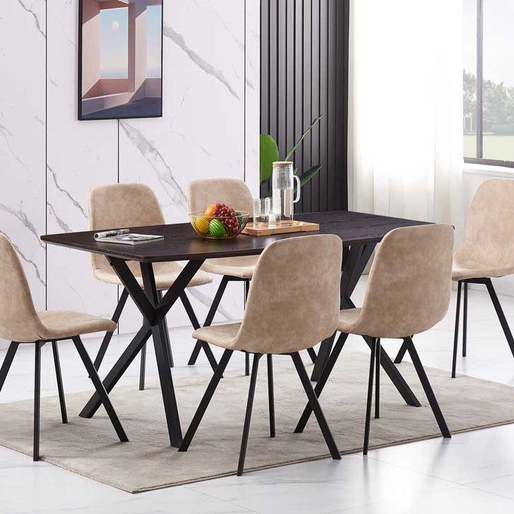 Modern Dining Room Sets Wooden Black Dining Table Set 6 Seater Home Furniture Customized Wood Metal Frame+mdf Modern Designs
