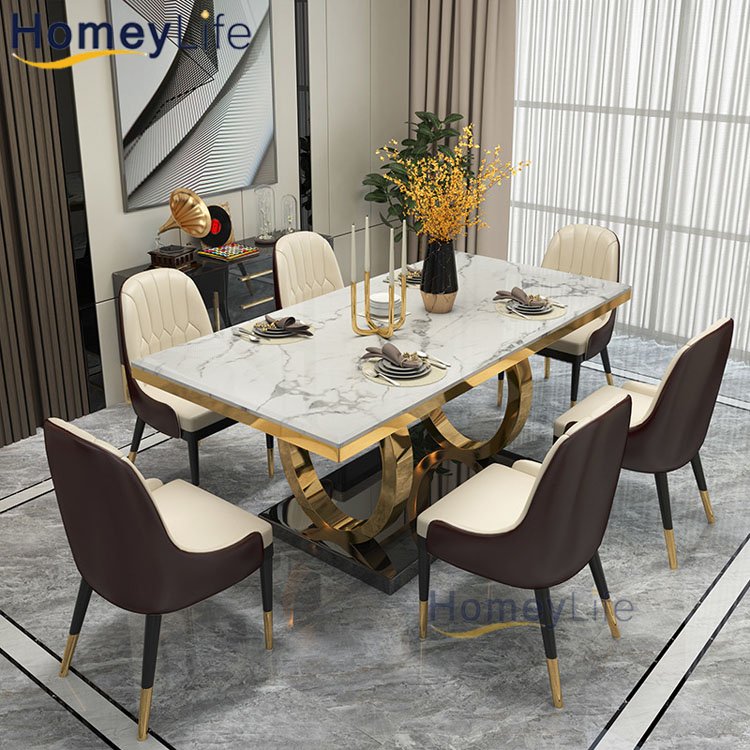 Italian European marble dining table modern metal dining table for sale