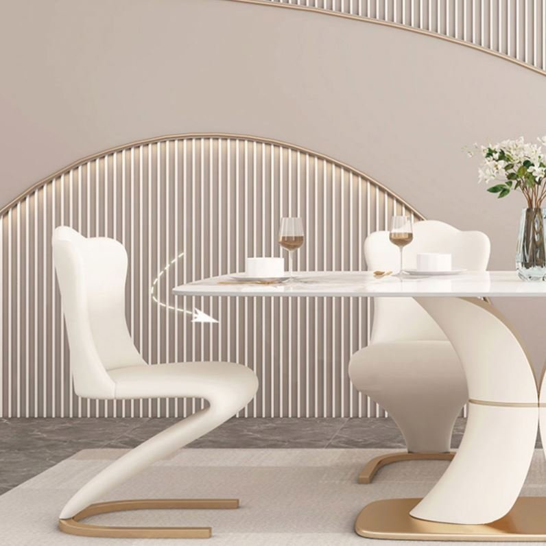 Modern Dining Room Home Furniture Table With Base Dining Chair Light Luxury Marble Top Dining Room Sets