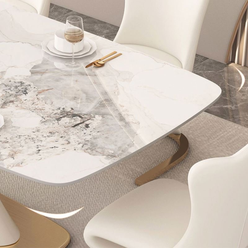Modern Dining Room Home Furniture Table With Base Dining Chair Light Luxury Marble Top Dining Room Sets