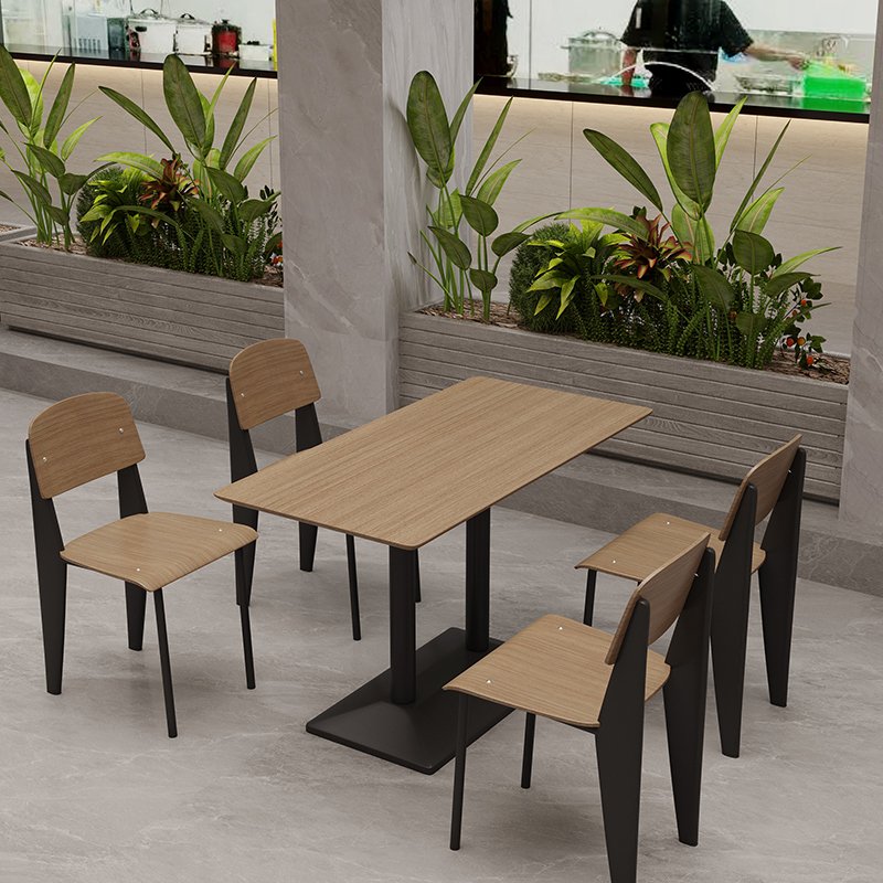 Restaurant Furniture Dining Table and Chair Wooden Material Table Set Canteen Table and Chairs