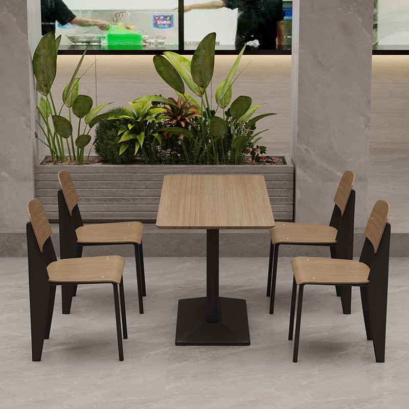 Restaurant Furniture Dining Table and Chair Wooden Material Table Set Canteen Table and Chairs