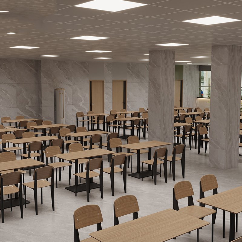 Restaurant Furniture Dining Table and Chair Wooden Material Table Set Canteen Table and Chairs