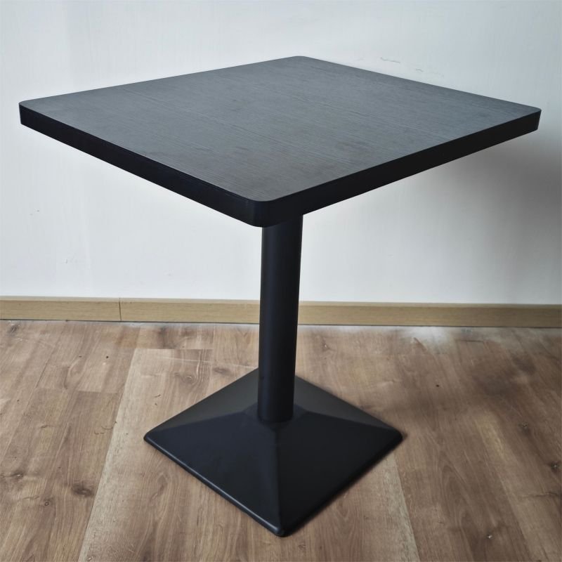 Black Iron Cast Frame Restaurant Tables Square Cafe Wood Top dining Table For Restaurants