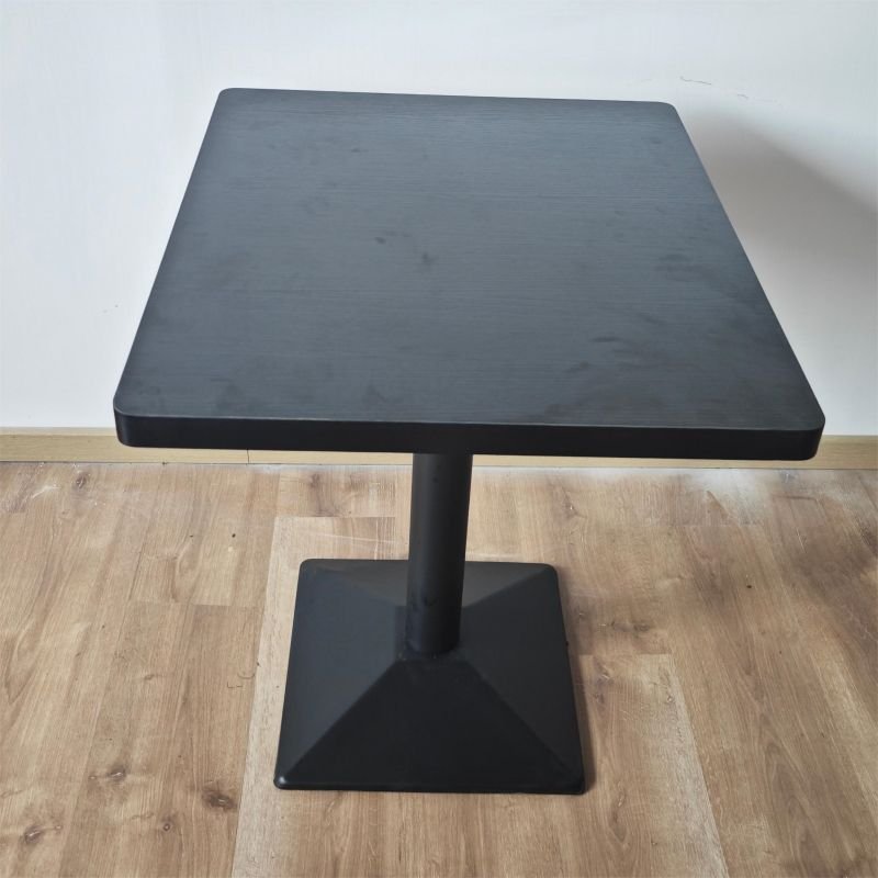 Black Iron Cast Frame Restaurant Tables Square Cafe Wood Top dining Table For Restaurants