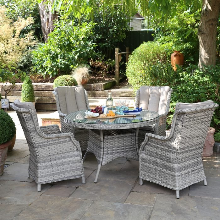 Patio Table Set, Outdoor Dining Set, Patio Wicker Furniture Set with Aluminum Table Top and Washable Cushion for Poolside Garden
