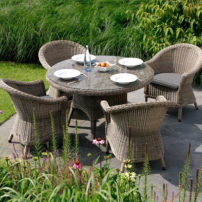 Patio Table Set, Outdoor Dining Set, Patio Wicker Furniture Set with Aluminum Table Top and Washable Cushion for Poolside Garden