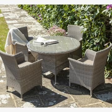 Patio Table Set, Outdoor Dining Set, Patio Wicker Furniture Set with Aluminum Table Top and Washable Cushion for Poolside Garden