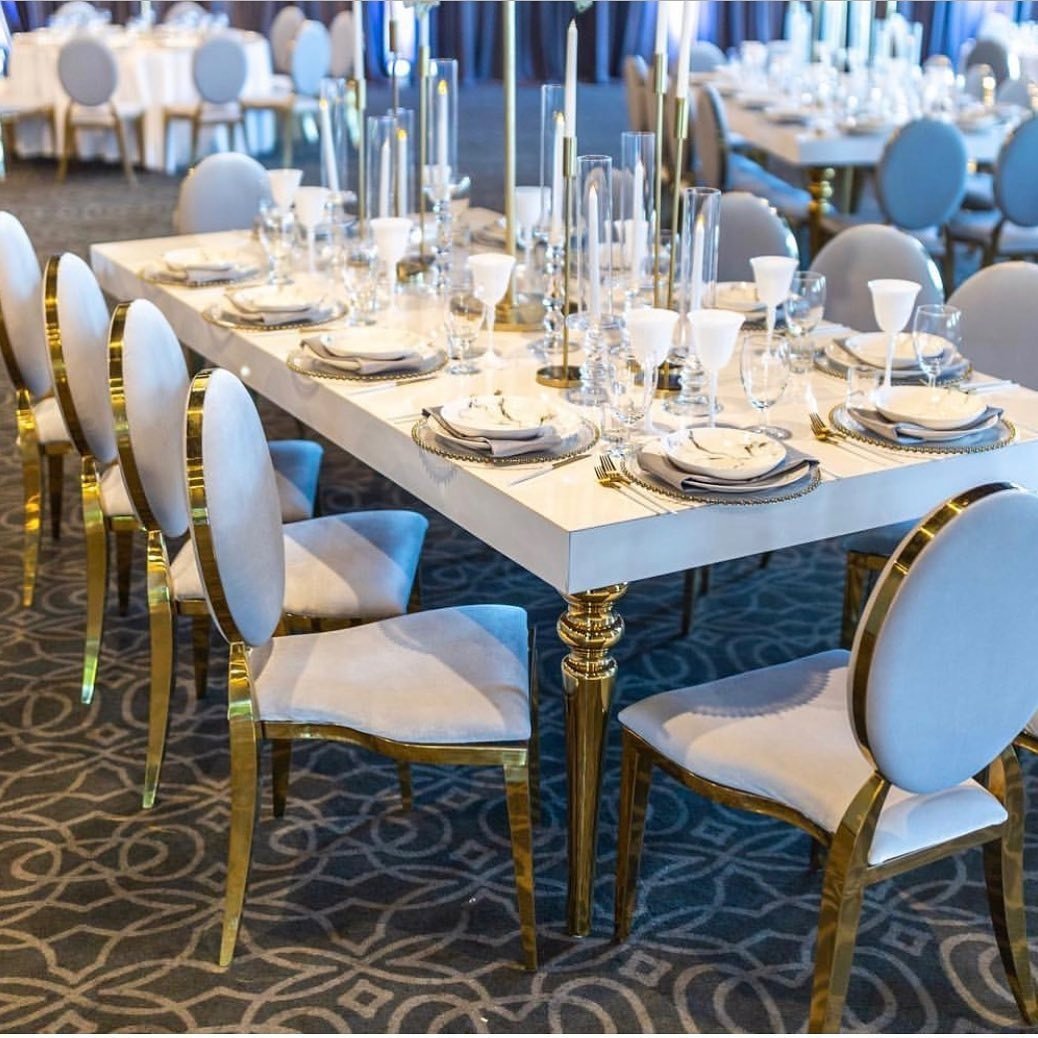 Stainless steel table and chairs for dining room