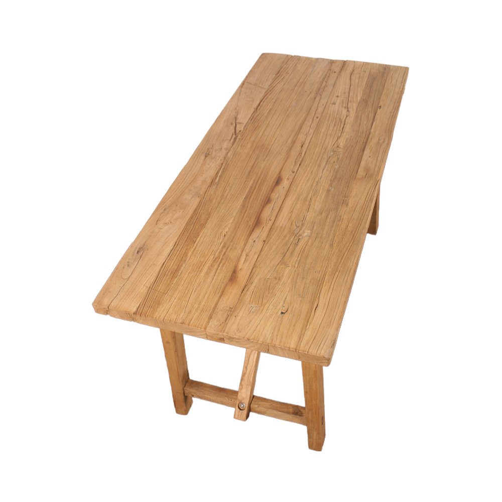 Fold Nordic Modern High-End Reclaimed Elm Wood Dining Table Home Furniture