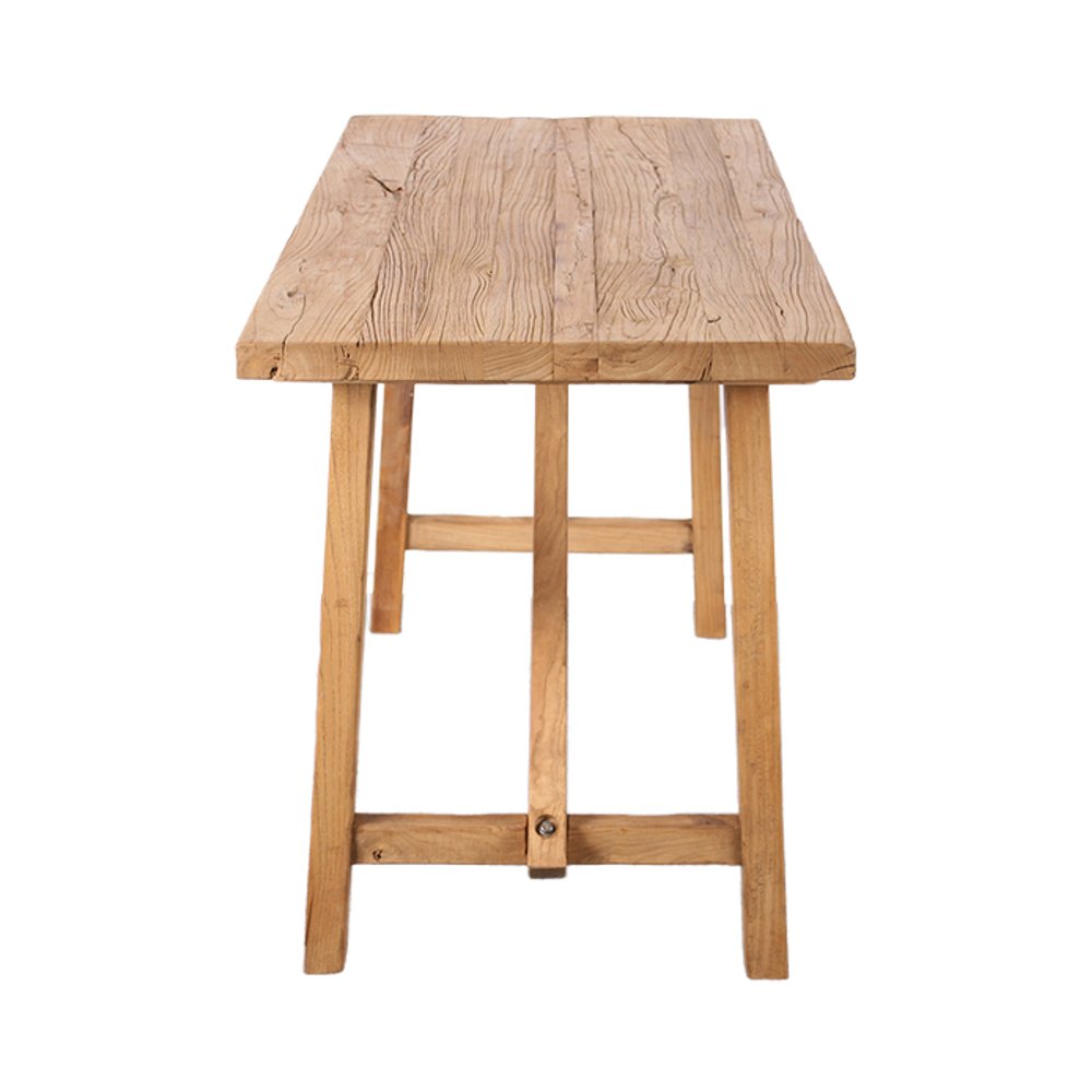 Fold Nordic Modern High-End Reclaimed Elm Wood Dining Table Home Furniture