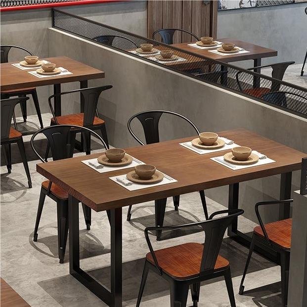 Wholesale price Commercial Indoor Furniture Retro industrial Wooden Iron Kitchen Hotel Restaurant Dining Table