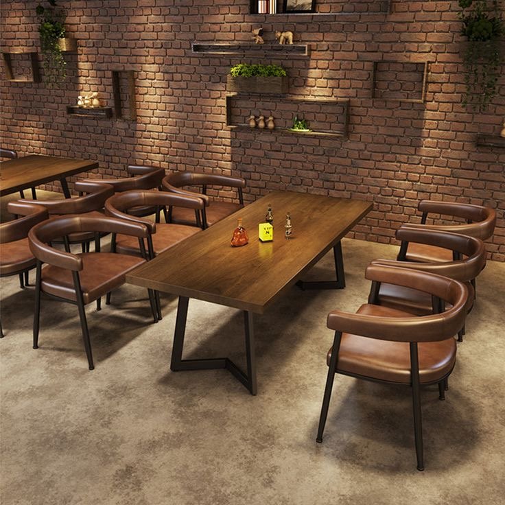 Wholesale price Commercial Indoor Furniture Retro industrial Wooden Iron Kitchen Hotel Restaurant Dining Table