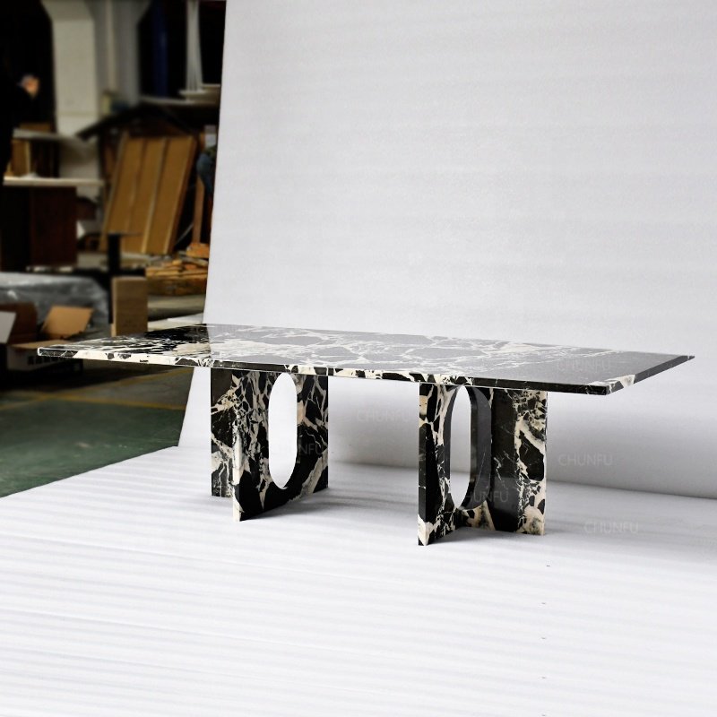 Modern luxury designer natural travertine limestone dining room furniture Italian dining table slab marble dining table