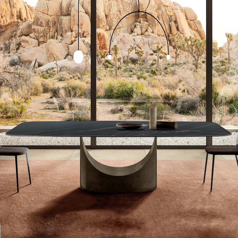 Home Marble Metal Legs Dining Table Set Designer Designed Decoration Restaurant Home Furniture 1 Piece Modern Contemporary