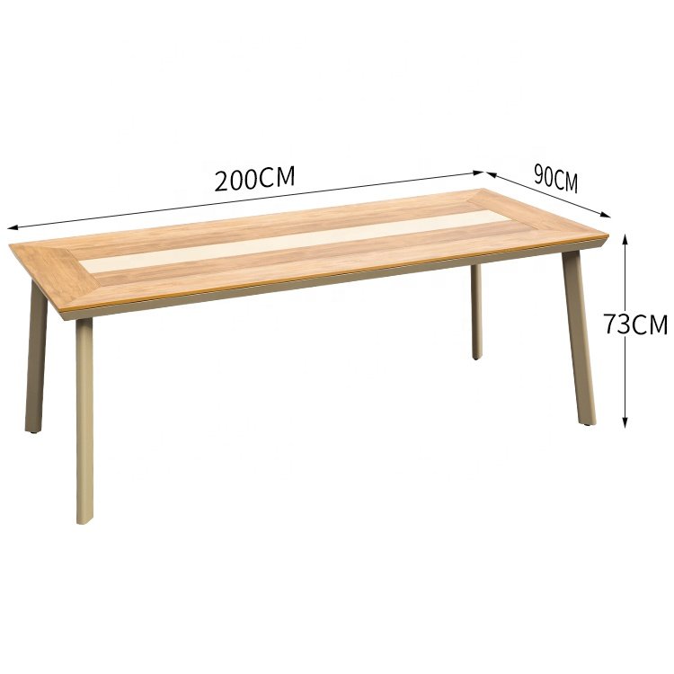 Factory Wholesale low price Garden Leisure dining table Teakwood aluminum frame restaurant Table and Chair Set for Outdoor patio