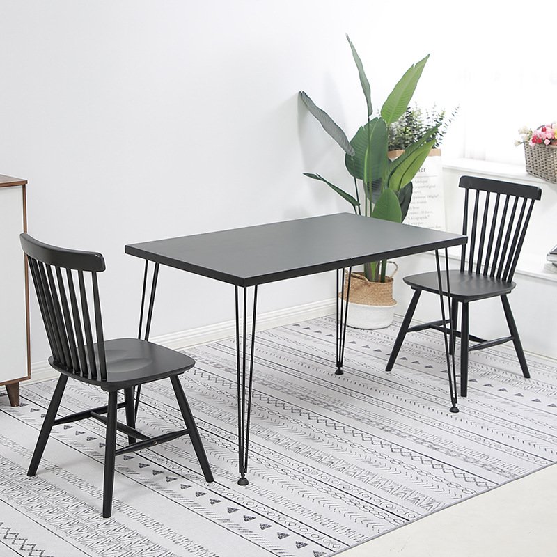 Modern Versatile 55.1181'' Dining Table with Metal Legs Wooden Home Kitchen Living Room Hotel Apartment Hall Furniture Home Bar