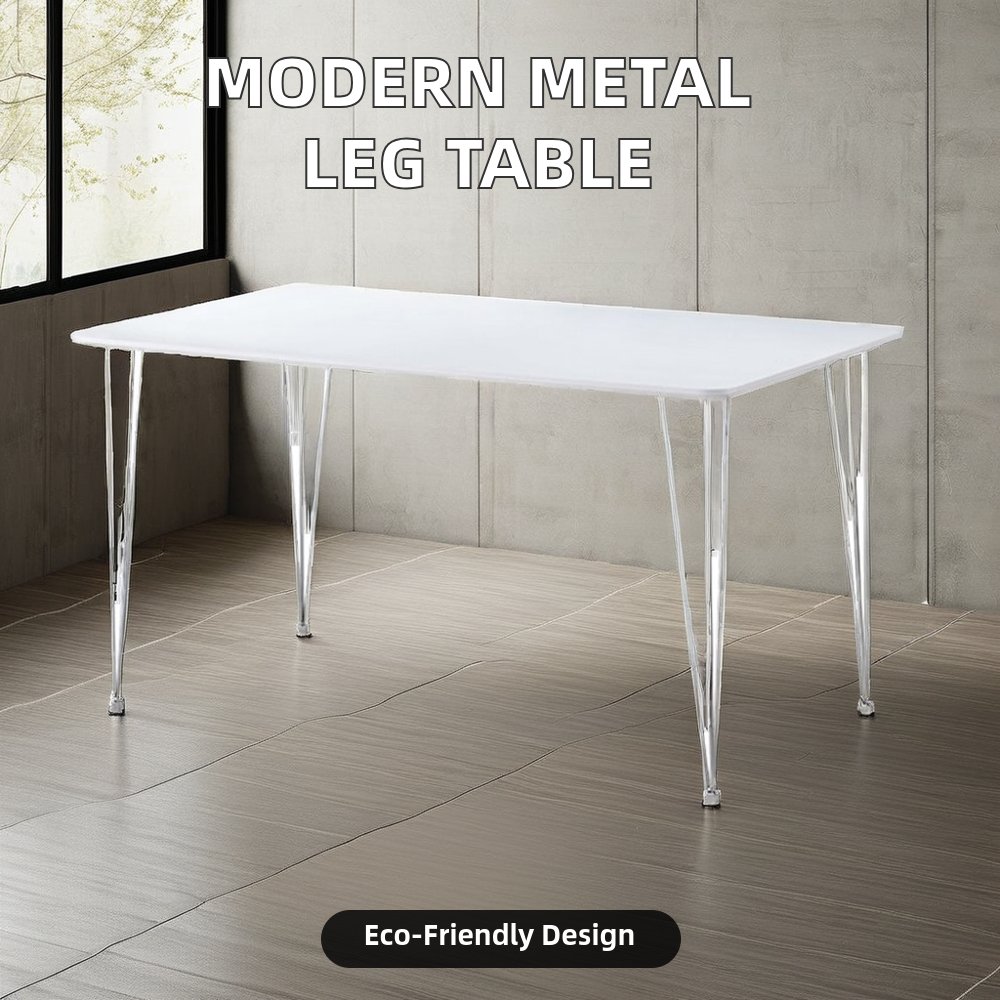 Modern Versatile 55.1181'' Dining Table with Metal Legs Wooden Home Kitchen Living Room Hotel Apartment Hall Furniture Home Bar