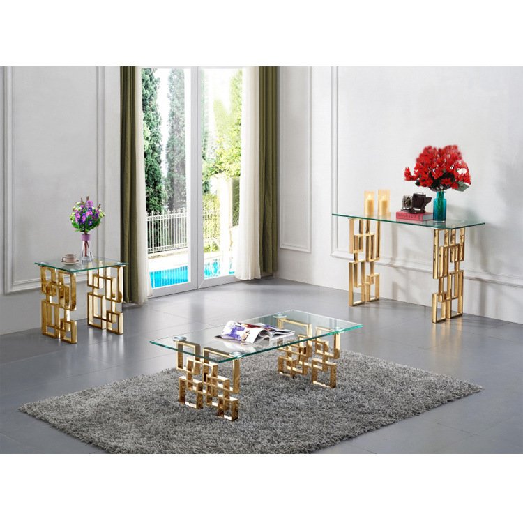 Luxury Stainless Steel Base Temper Glass Top Dining Table Set 6 People Dining Room Set For Home Hotel Furniture