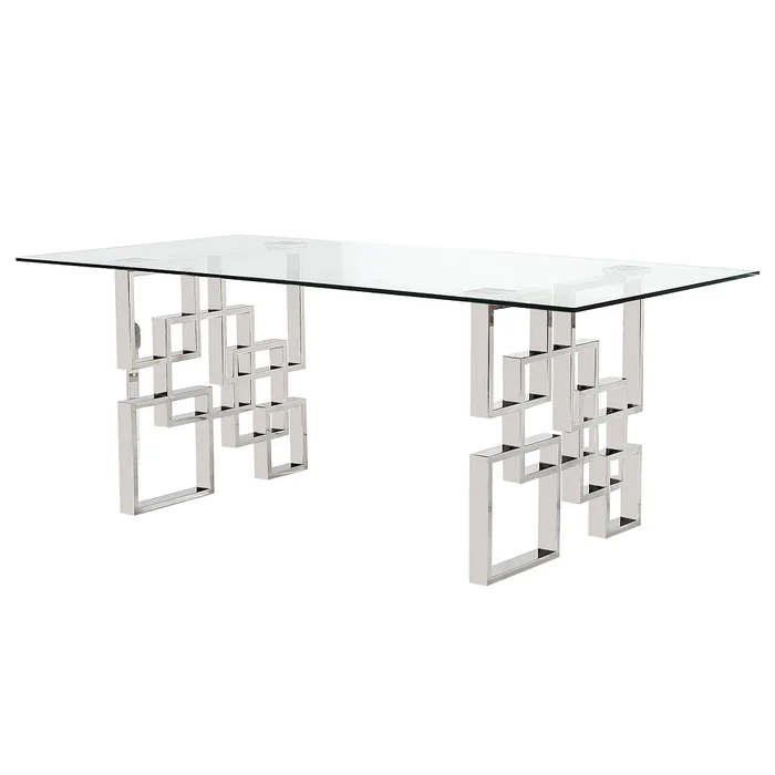 Luxury Stainless Steel Base Temper Glass Top Dining Table Set 6 People Dining Room Set For Home Hotel Furniture