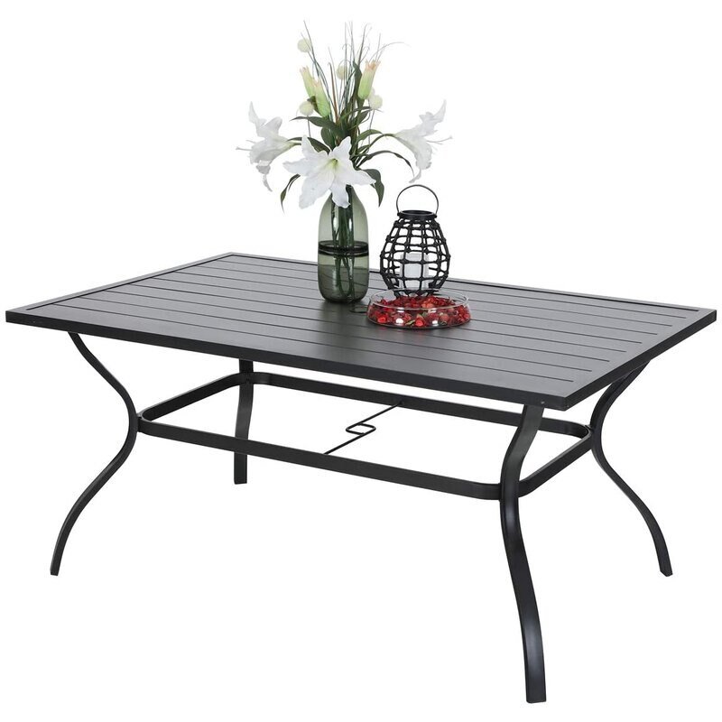 Altovis 6 person outdoor rattan table chair all weather conversation patio furniture dining set for backyard garden