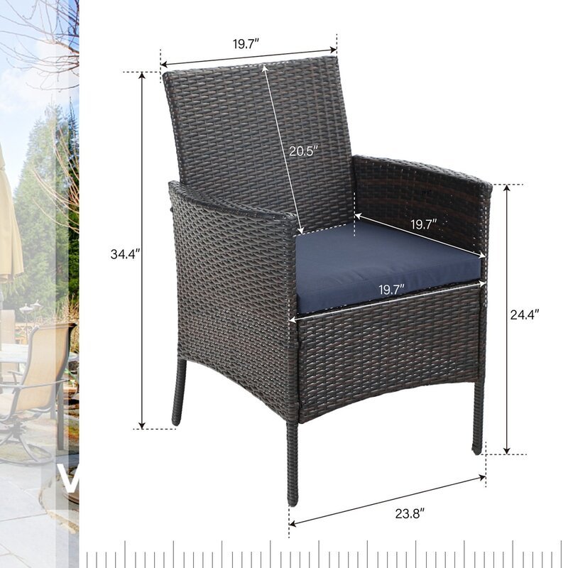 Altovis 6 person outdoor rattan table chair all weather conversation patio furniture dining set for backyard garden
