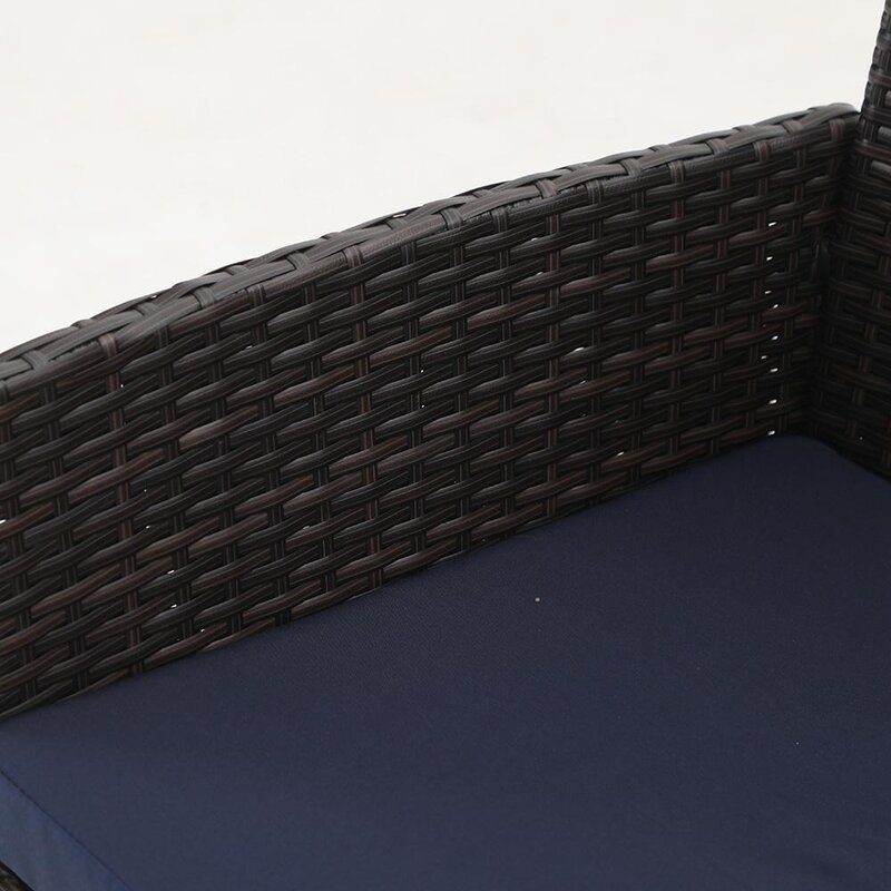 Altovis 6 person outdoor rattan table chair all weather conversation patio furniture dining set for backyard garden