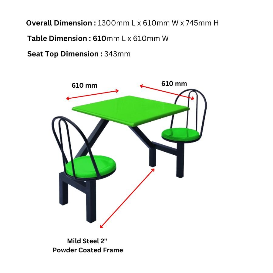 Leading Product 2 Seater With Back Rest Food Court Use School Canteen Furniture Modern Dining Cafeteria Dining Use Table