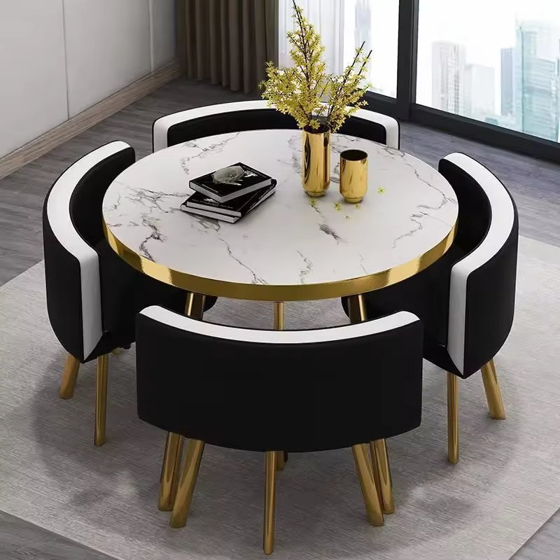 New Arrival Luxury Round Dining Table Set Solid Oak Wood Dining Table & Chairs, Elegant Wooden Furniture for Modern Dining Rooms