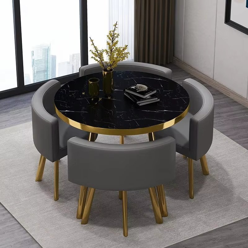 New Arrival Luxury Round Dining Table Set Solid Oak Wood Dining Table & Chairs, Elegant Wooden Furniture for Modern Dining Rooms